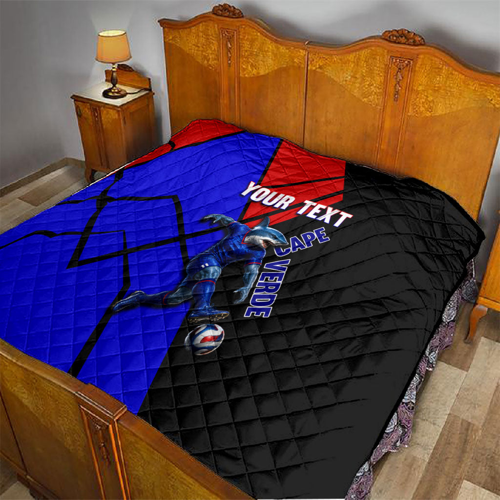 Personalized Cape Verde Soccer Shark Mascot Quilt Blue Sharks Football Player Dynamic Graphic