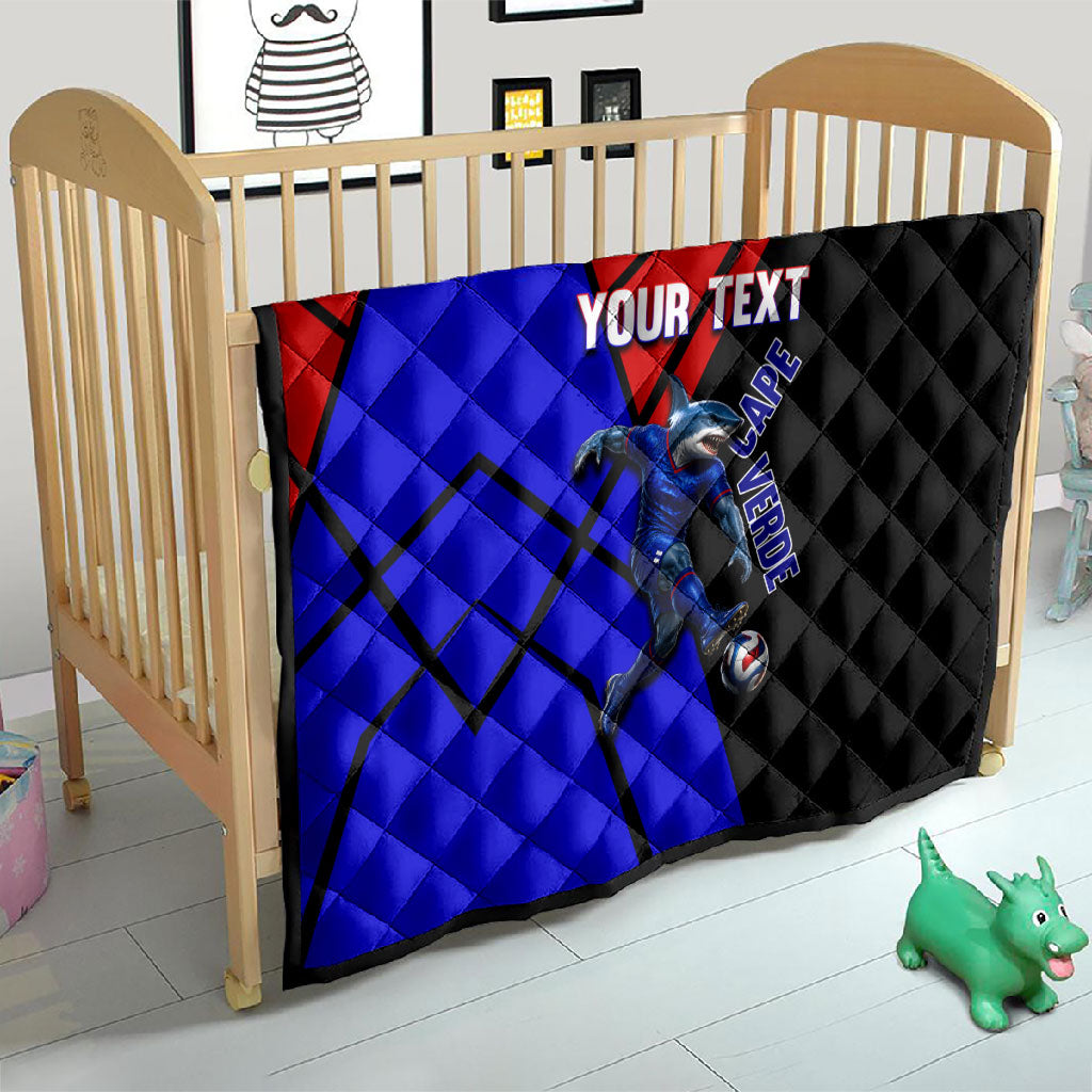 Personalized Cape Verde Soccer Shark Mascot Quilt Blue Sharks Football Player Dynamic Graphic