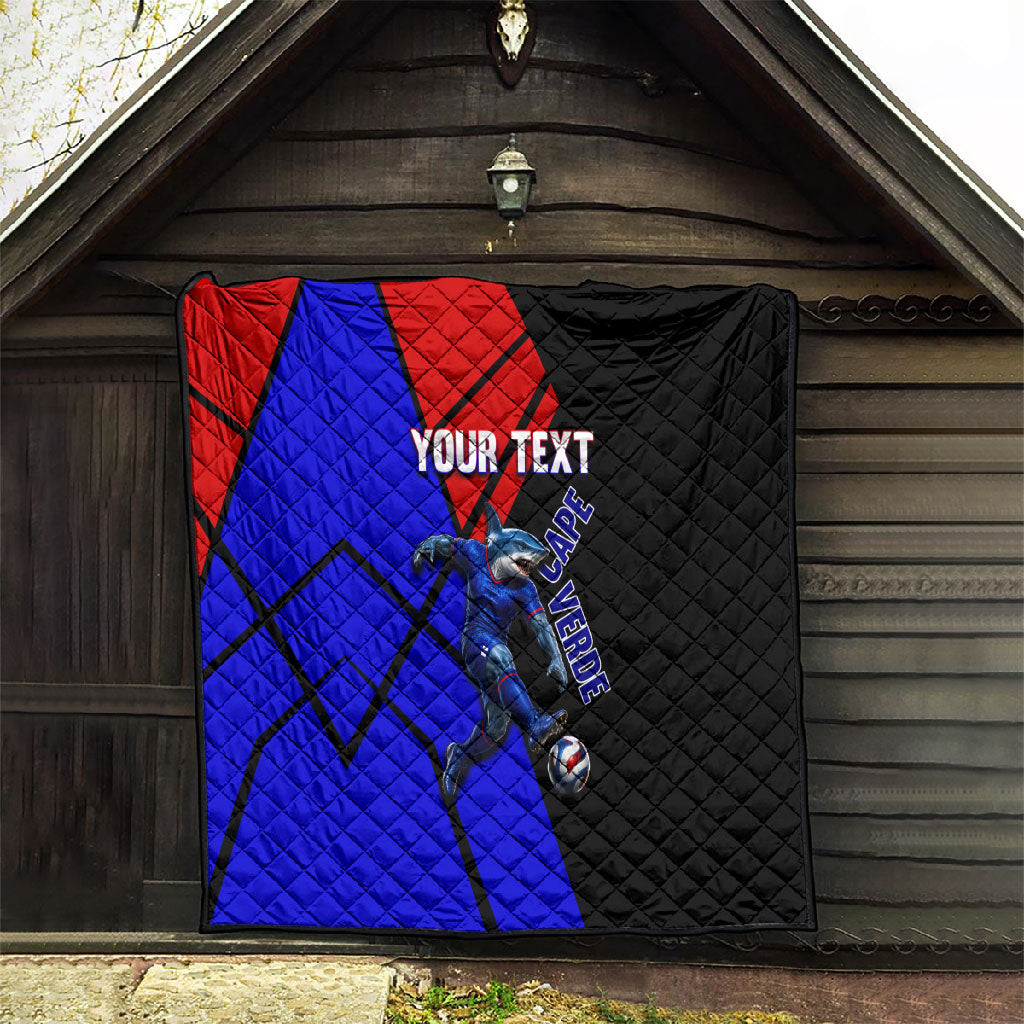Personalized Cape Verde Soccer Shark Mascot Quilt Blue Sharks Football Player Dynamic Graphic