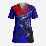 Personalized Cape Verde Soccer Shark Mascot Scrub Top Blue Sharks Football Player Dynamic Graphic