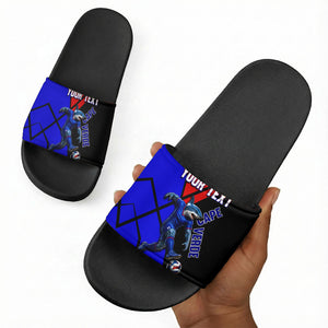Personalized Cape Verde Soccer Shark Mascot Slide Sandals Blue Sharks Football Player Dynamic Graphic