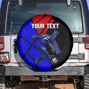 Personalized Cape Verde Soccer Shark Mascot Spare Tire Cover Blue Sharks Football Player Dynamic Graphic