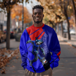 Personalized Cape Verde Soccer Shark Mascot Sweatshirt Blue Sharks Football Player Dynamic Graphic