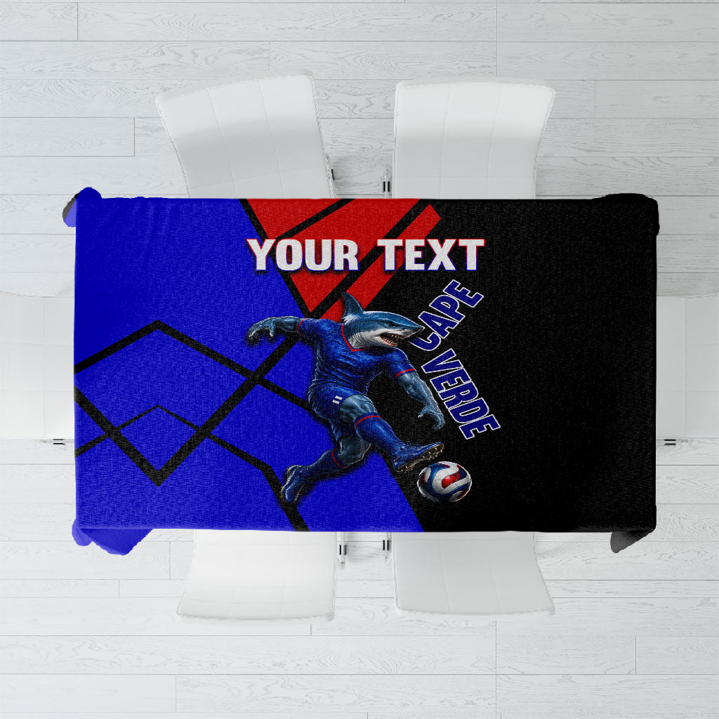 Personalized Cape Verde Soccer Shark Mascot Tablecloth Blue Sharks Football Player Dynamic Graphic