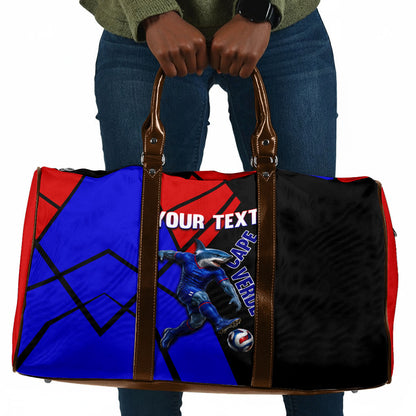 Personalized Cape Verde Soccer Shark Mascot Travel Bag Blue Sharks Football Player Dynamic Graphic