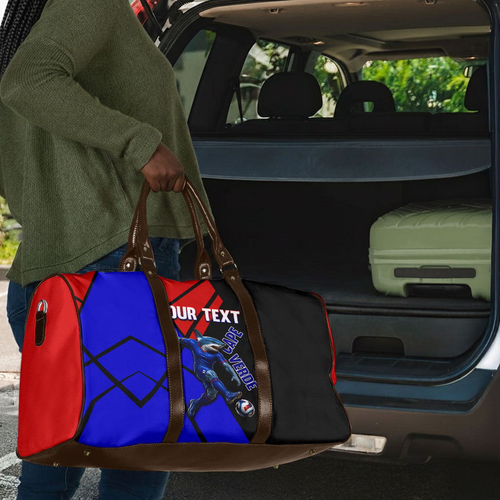 Personalized Cape Verde Soccer Shark Mascot Travel Bag Blue Sharks Football Player Dynamic Graphic