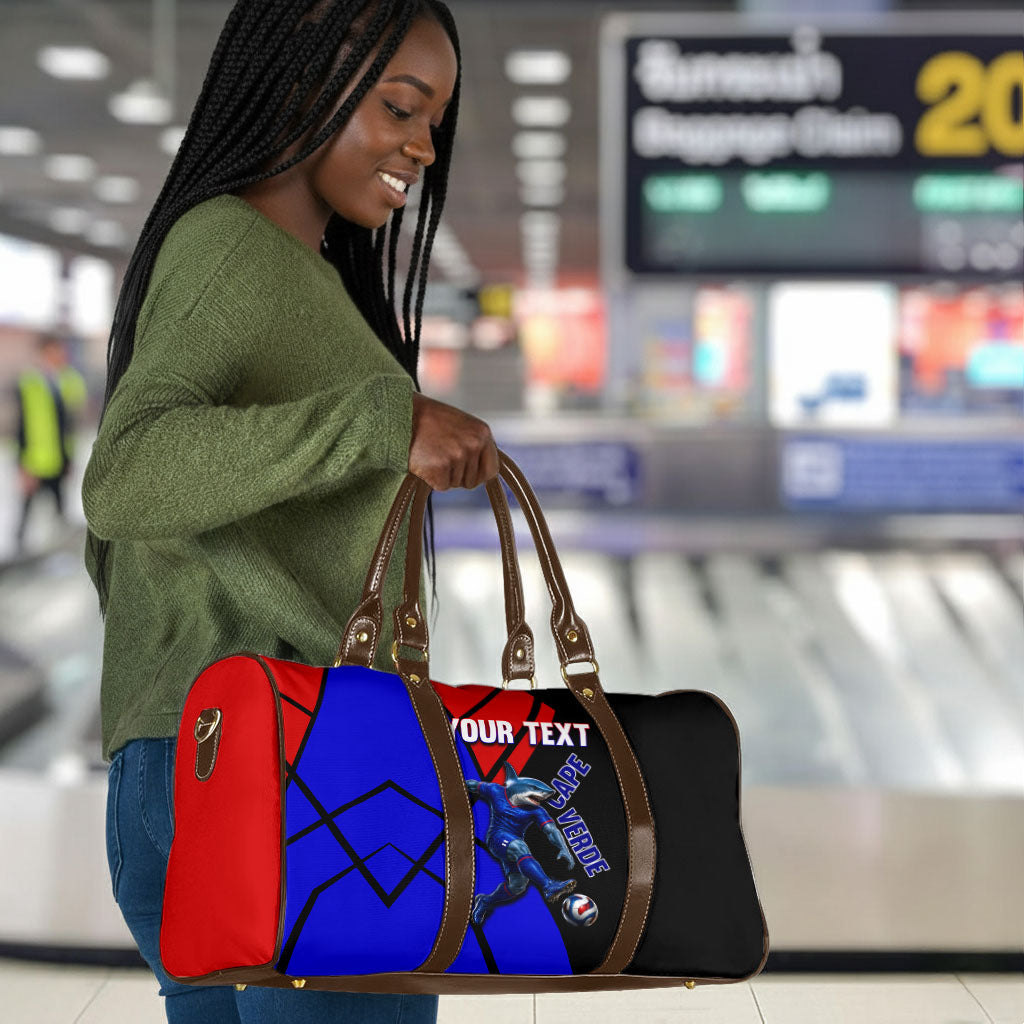 Personalized Cape Verde Soccer Shark Mascot Travel Bag Blue Sharks Football Player Dynamic Graphic