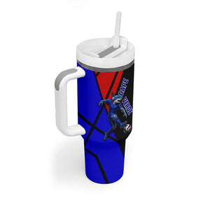 Personalized Cape Verde Soccer Shark Mascot Tumbler With Handle Blue Sharks Football Player Dynamic Graphic