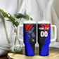 Personalized Cape Verde Soccer Shark Mascot Tumbler With Handle Blue Sharks Football Player Dynamic Graphic
