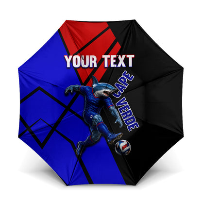 Personalized Cape Verde Soccer Shark Mascot Umbrella Blue Sharks Football Player Dynamic Graphic