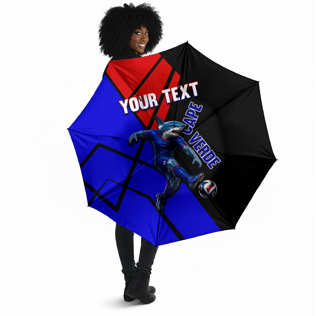 Personalized Cape Verde Soccer Shark Mascot Umbrella Blue Sharks Football Player Dynamic Graphic