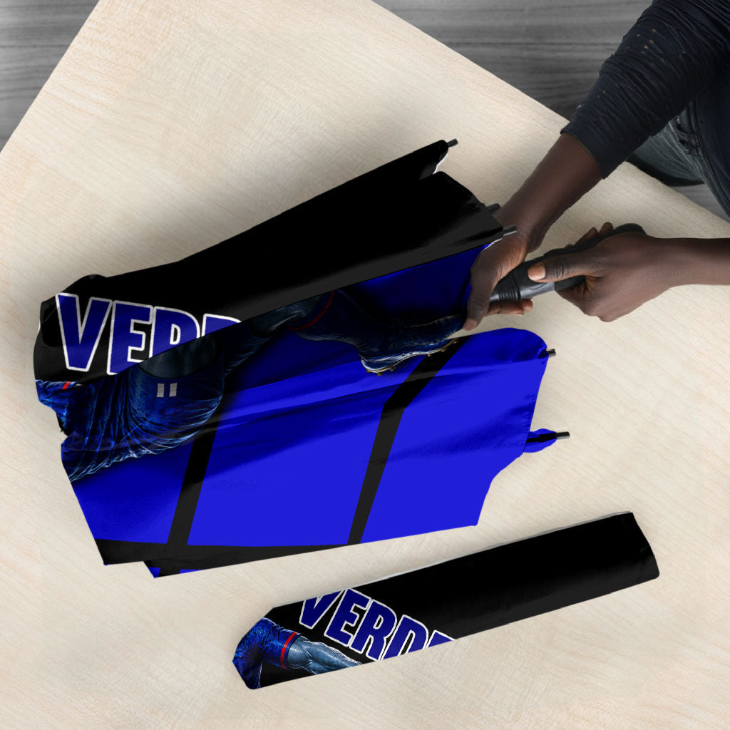 Personalized Cape Verde Soccer Shark Mascot Umbrella Blue Sharks Football Player Dynamic Graphic