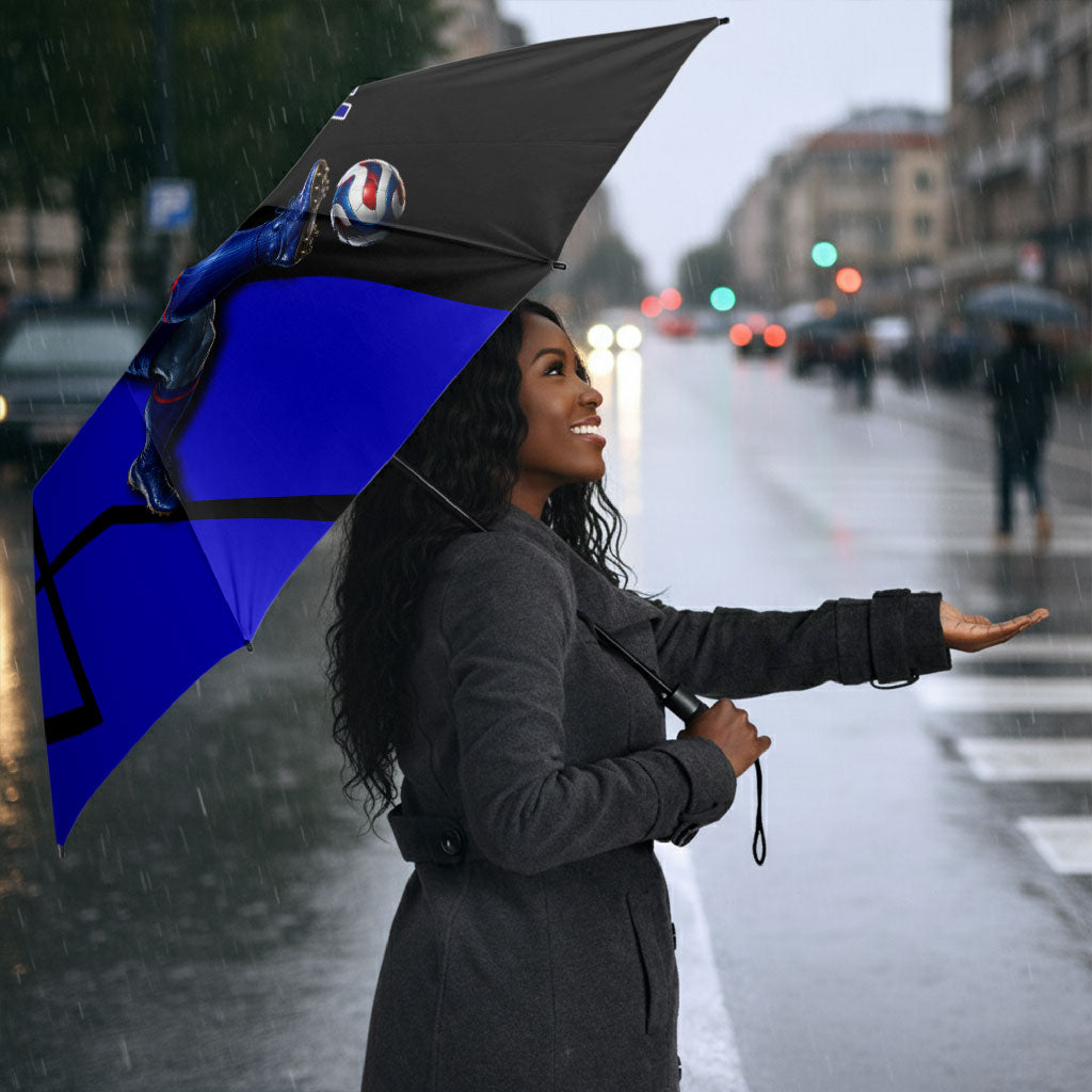 Personalized Cape Verde Soccer Shark Mascot Umbrella Blue Sharks Football Player Dynamic Graphic