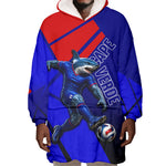 Personalized Cape Verde Soccer Shark Mascot Wearable Blanket Hoodie Blue Sharks Football Player Dynamic Graphic
