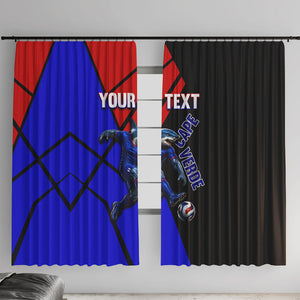 Personalized Cape Verde Soccer Shark Mascot Window Curtain Blue Sharks Football Player Dynamic Graphic