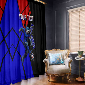 Personalized Cape Verde Soccer Shark Mascot Window Curtain Blue Sharks Football Player Dynamic Graphic