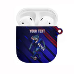 Personalized Cape Verde Soccer AirPods Case Shark Mascot Football Player Striped Pattern
