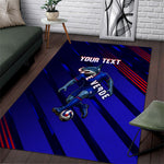Personalized Cape Verde Soccer Area Rug Shark Mascot Football Player Striped Pattern