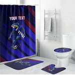 Personalized Cape Verde Soccer Bathroom Set Shark Mascot Football Player Striped Pattern