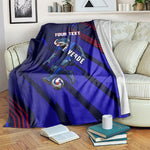Personalized Cape Verde Soccer Blanket Shark Mascot Football Player Striped Pattern