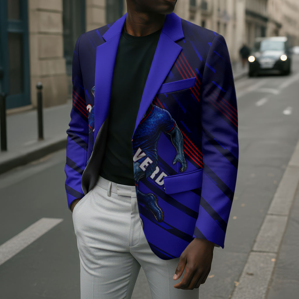 Personalized Cape Verde Soccer Blazer Shark Mascot Football Player Striped Pattern