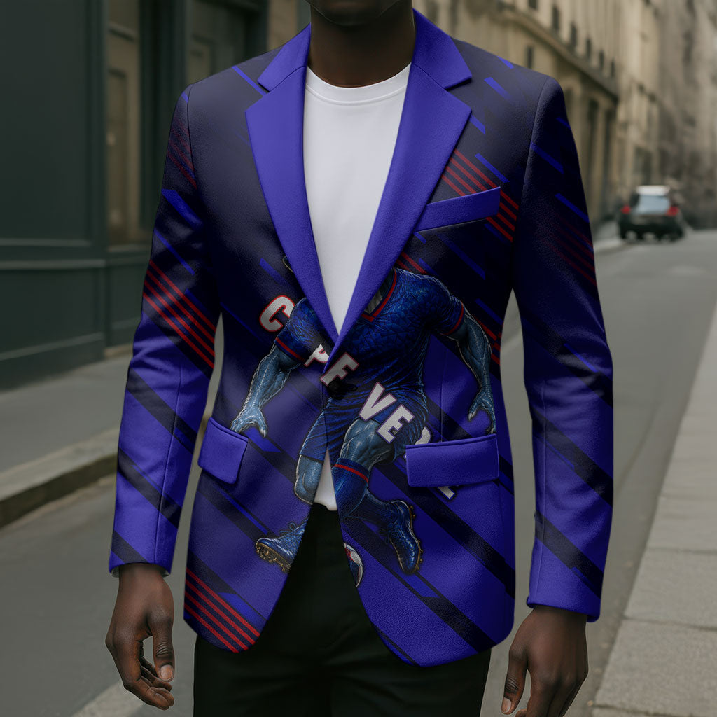 Personalized Cape Verde Soccer Blazer Shark Mascot Football Player Striped Pattern