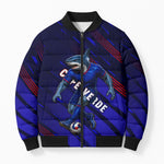 Personalized Cape Verde Soccer Bomber Puffer Jacket Shark Mascot Football Player Striped Pattern
