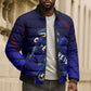Personalized Cape Verde Soccer Bomber Puffer Jacket Shark Mascot Football Player Striped Pattern