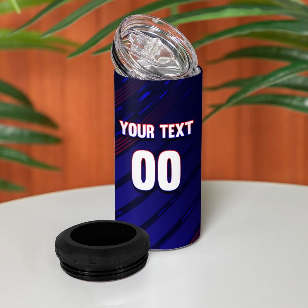 Personalized Cape Verde Soccer 4 in 1 Can Cooler Tumbler Shark Mascot Football Player Striped Pattern