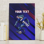 Personalized Cape Verde Soccer Canvas Wall Art Shark Mascot Football Player Striped Pattern