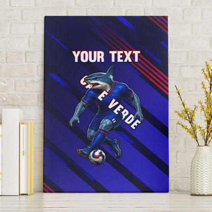 Personalized Cape Verde Soccer Canvas Wall Art Shark Mascot Football Player Striped Pattern