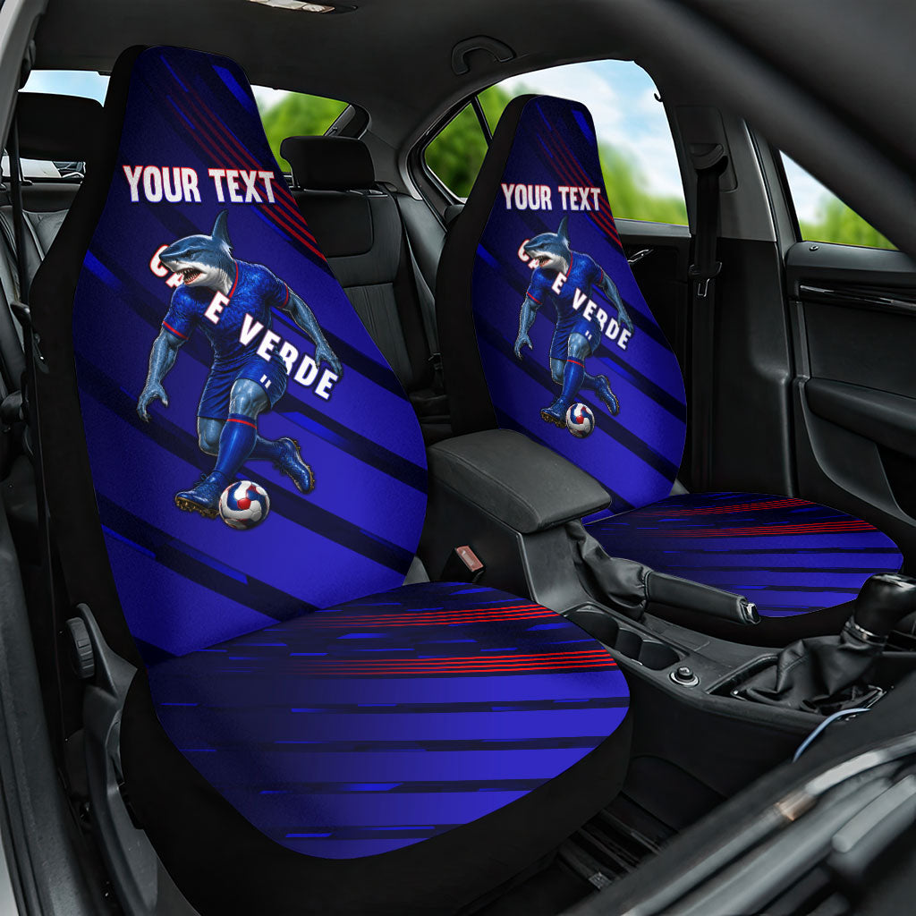 Personalized Cape Verde Soccer Car Seat Cover Shark Mascot Football Player Striped Pattern