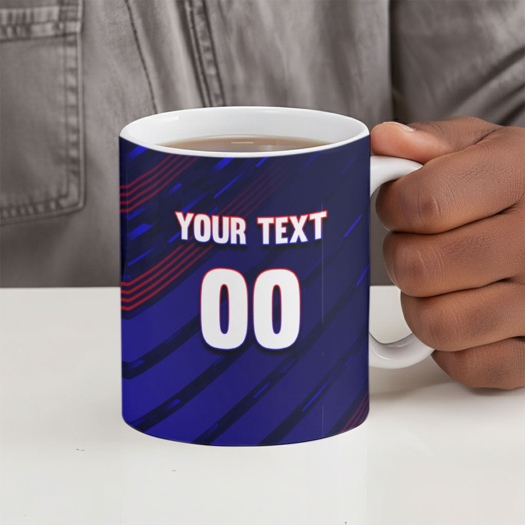 Personalized Cape Verde Soccer Ceramic Mug Shark Mascot Football Player Striped Pattern