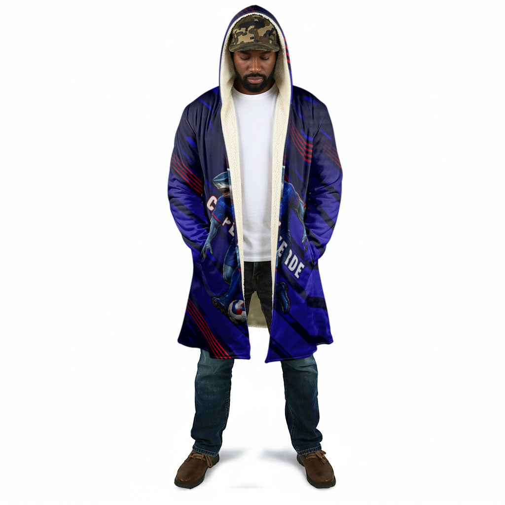 Personalized Cape Verde Soccer Cloak Shark Mascot Football Player Striped Pattern