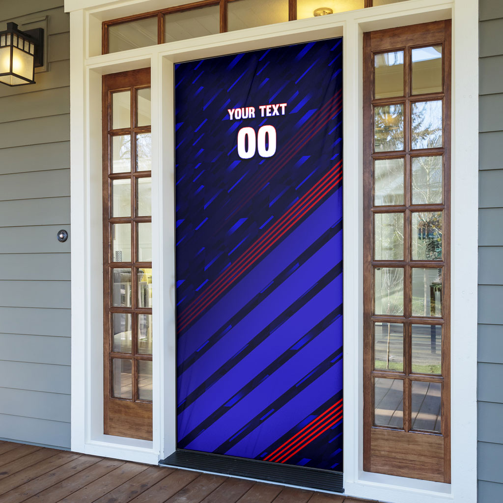 Personalized Cape Verde Soccer Door Cover Shark Mascot Football Player Striped Pattern