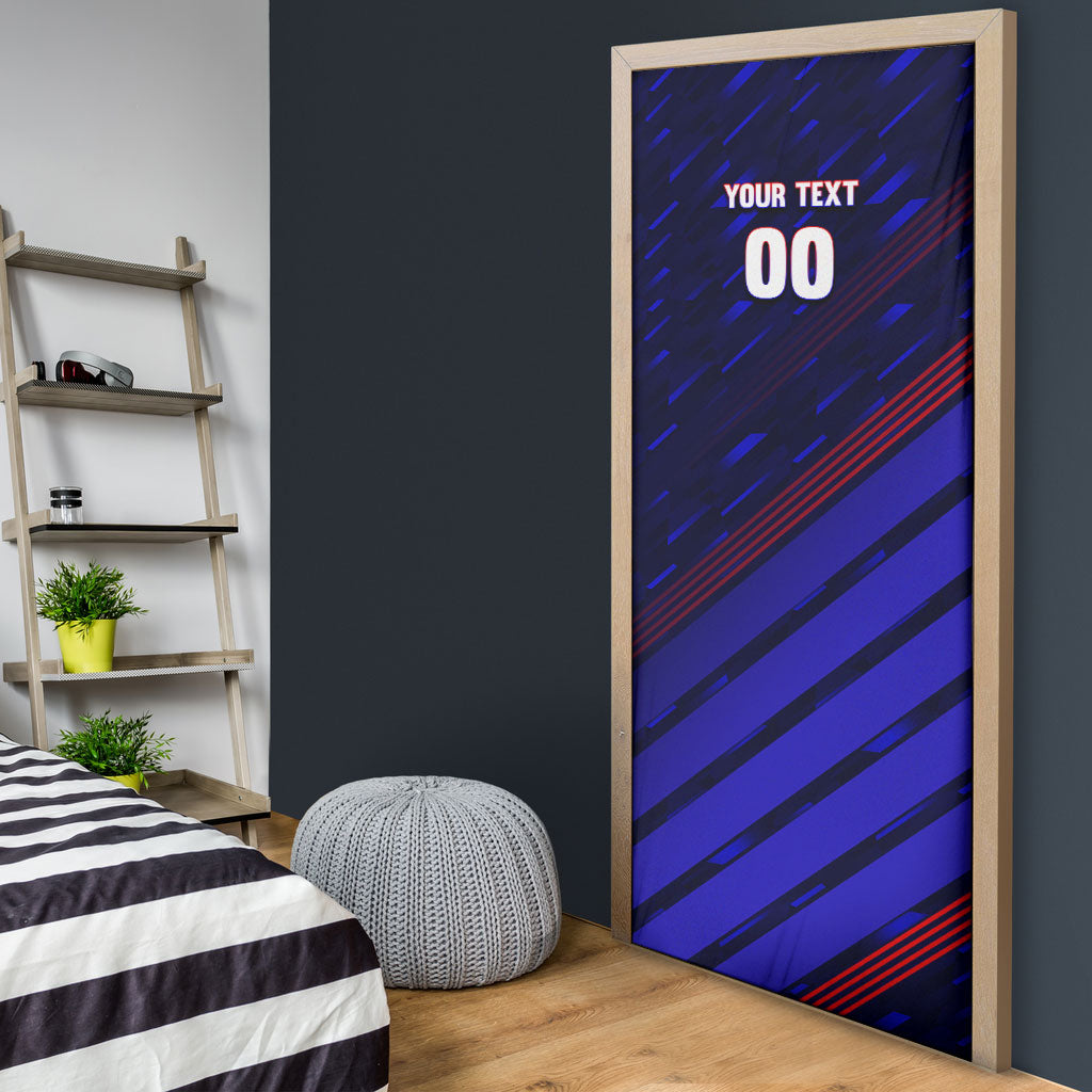 Personalized Cape Verde Soccer Door Cover Shark Mascot Football Player Striped Pattern