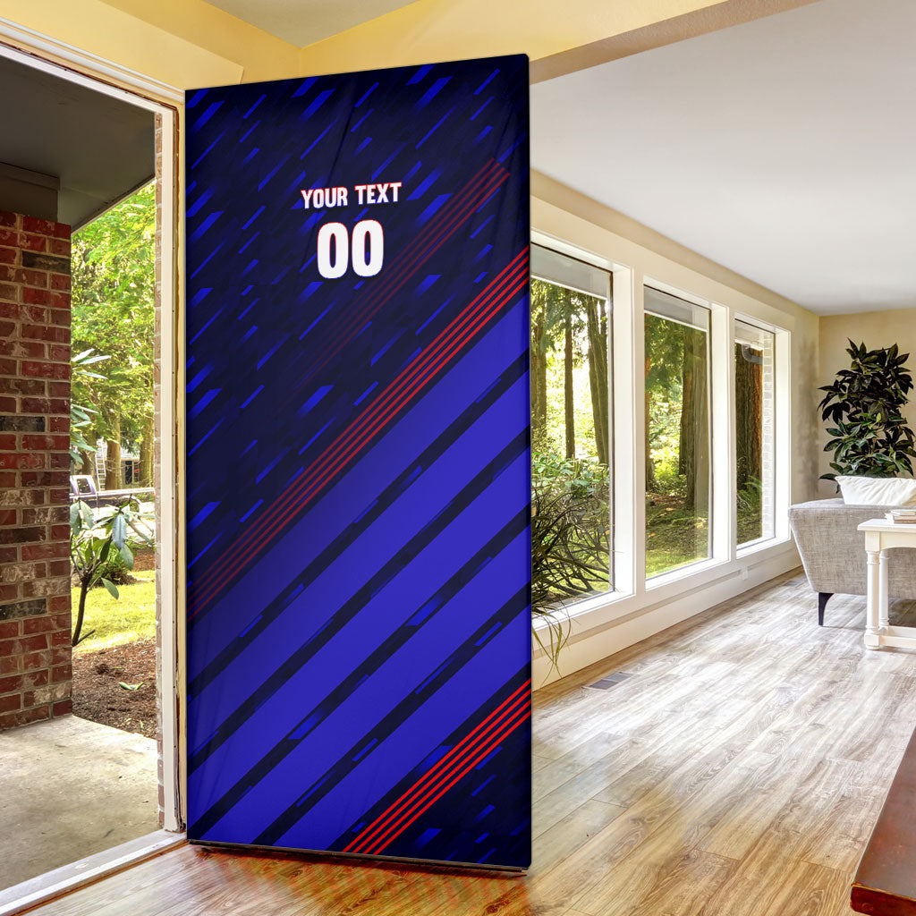 Personalized Cape Verde Soccer Door Cover Shark Mascot Football Player Striped Pattern