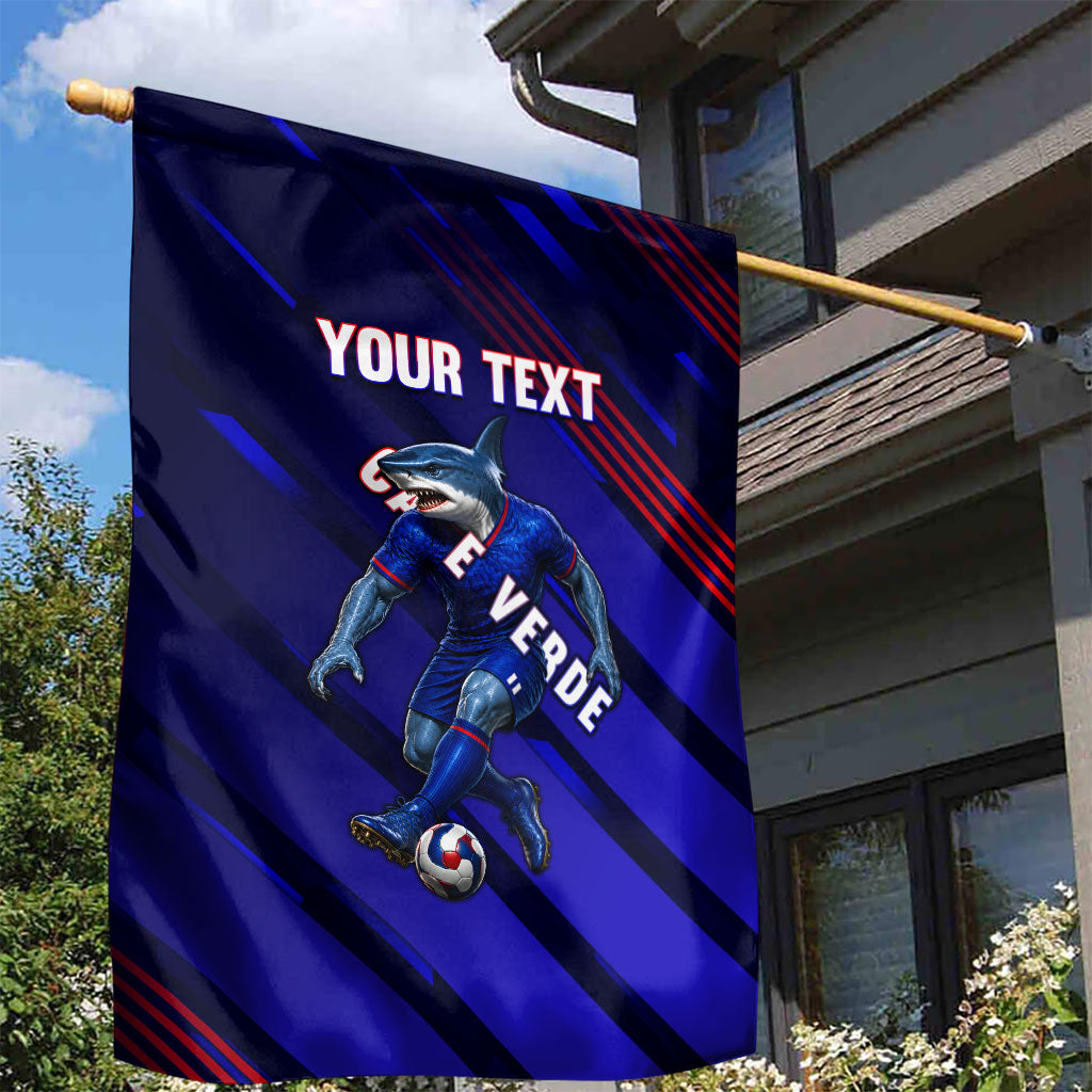 Personalized Cape Verde Soccer Garden Flag Shark Mascot Football Player Striped Pattern