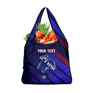 Personalized Cape Verde Soccer Grocery Bag Shark Mascot Football Player Striped Pattern