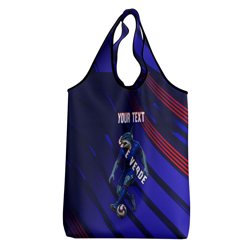 Personalized Cape Verde Soccer Grocery Bag Shark Mascot Football Player Striped Pattern