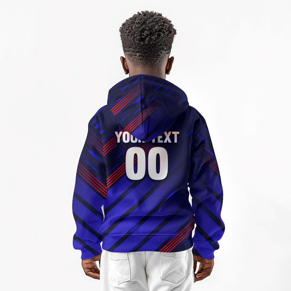 Personalized Cape Verde Soccer Kid Hoodie Shark Mascot Football Player Striped Pattern