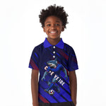 Personalized Cape Verde Soccer Kid Polo Shirt Shark Mascot Football Player Striped Pattern