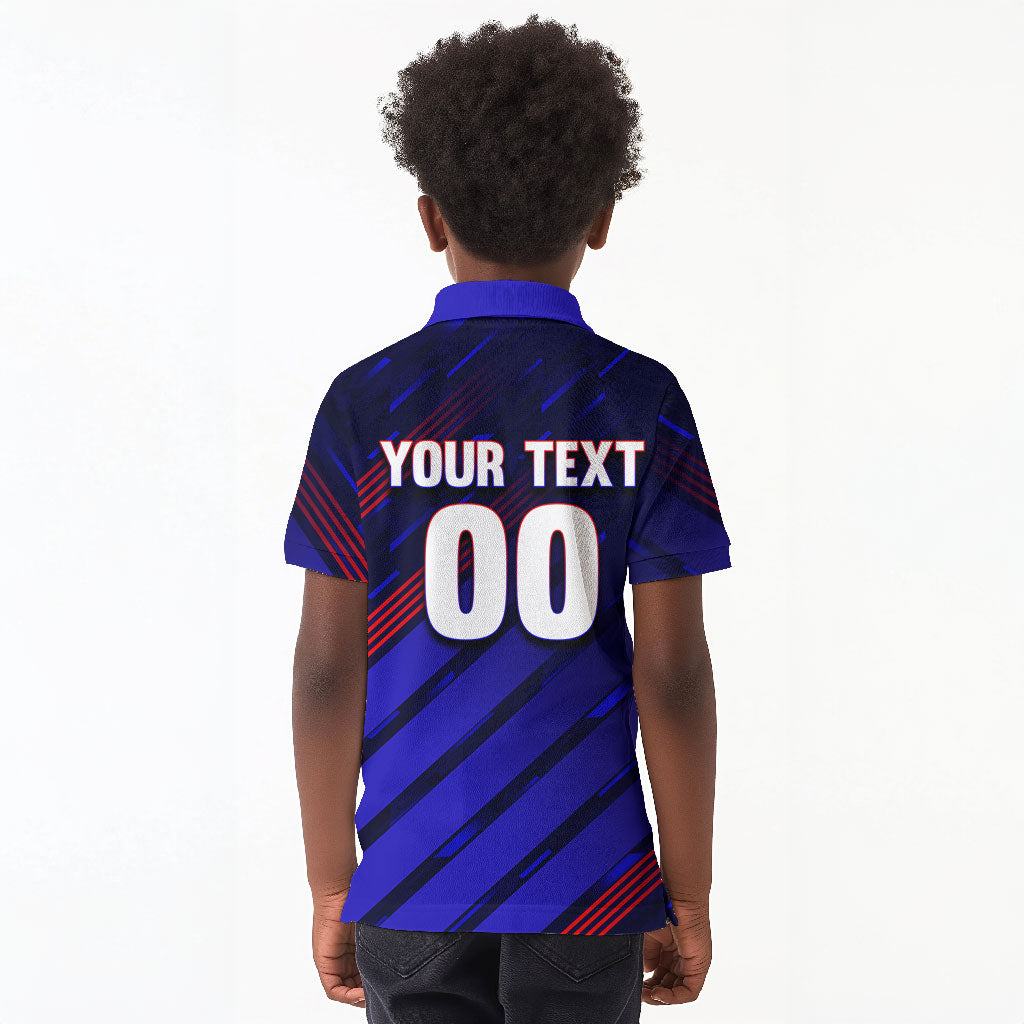 Personalized Cape Verde Soccer Kid Polo Shirt Shark Mascot Football Player Striped Pattern