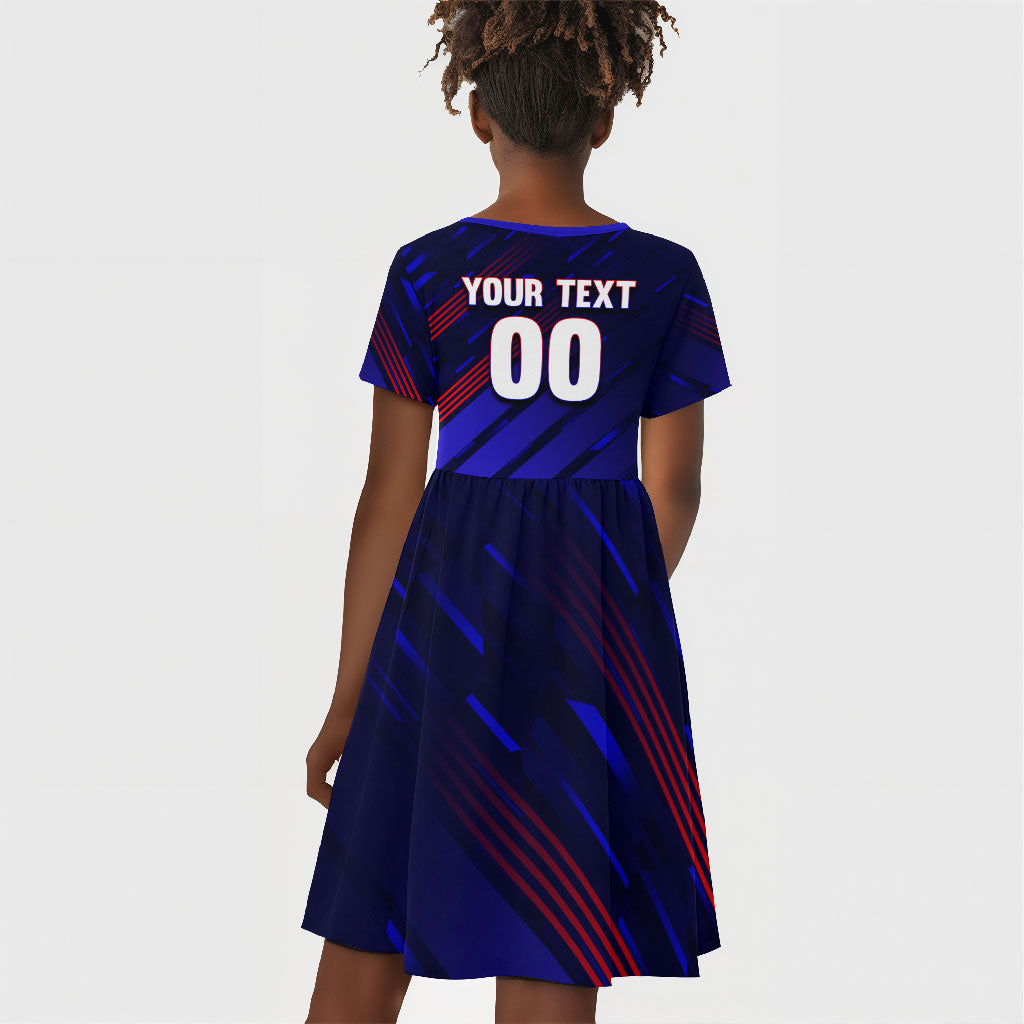 Personalized Cape Verde Soccer Kid Short Sleeve Dress Shark Mascot Football Player Striped Pattern