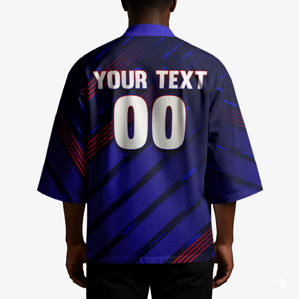 Personalized Cape Verde Soccer Kimono Shark Mascot Football Player Striped Pattern