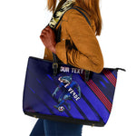Personalized Cape Verde Soccer Leather Tote Bag Shark Mascot Football Player Striped Pattern