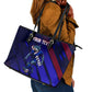 Personalized Cape Verde Soccer Leather Tote Bag Shark Mascot Football Player Striped Pattern