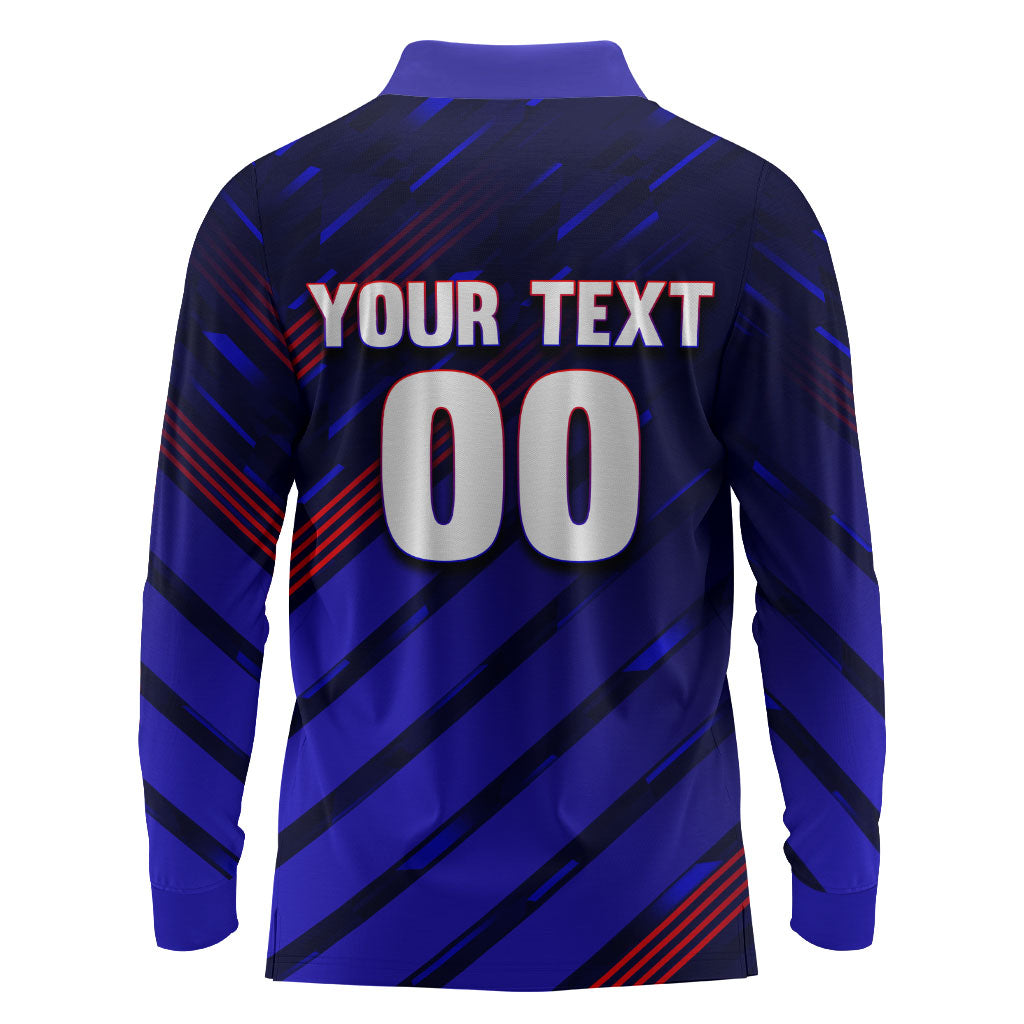Personalized Cape Verde Soccer Long Sleeve Polo Shirt Shark Mascot Football Player Striped Pattern