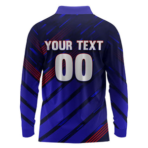 Personalized Cape Verde Soccer Long Sleeve Polo Shirt Shark Mascot Football Player Striped Pattern