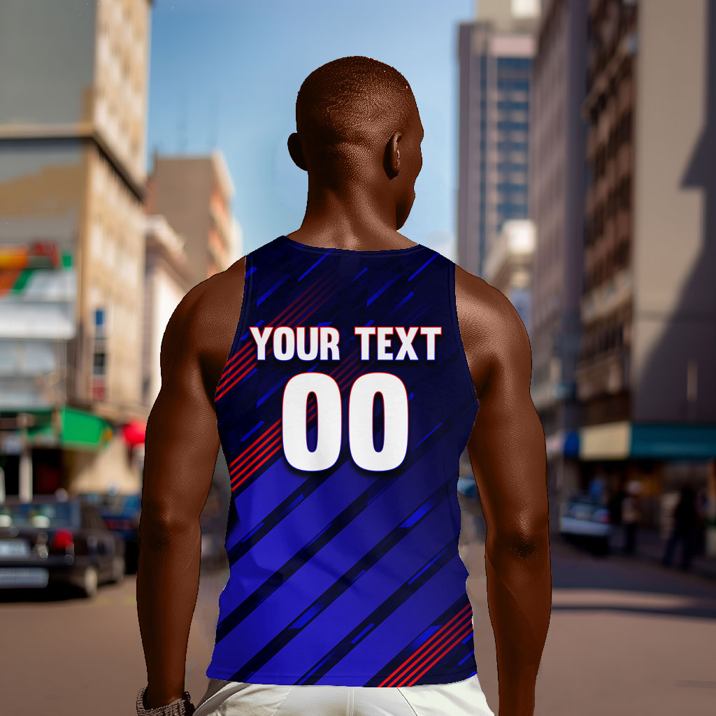 Personalized Cape Verde Soccer Men Tank Top Shark Mascot Football Player Striped Pattern